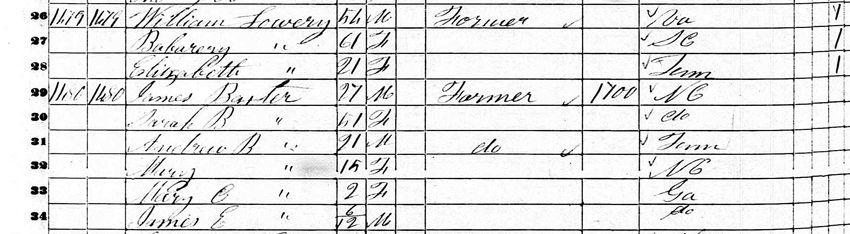 1850-Census-Baxters-Lowerys